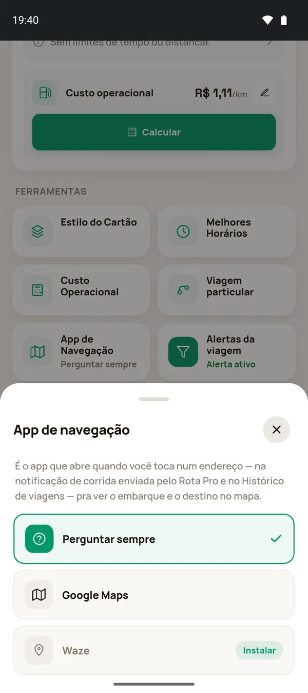 Folha App de navegação