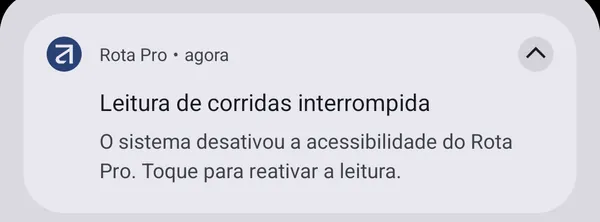 Aviso Leitura de corridas interrompida