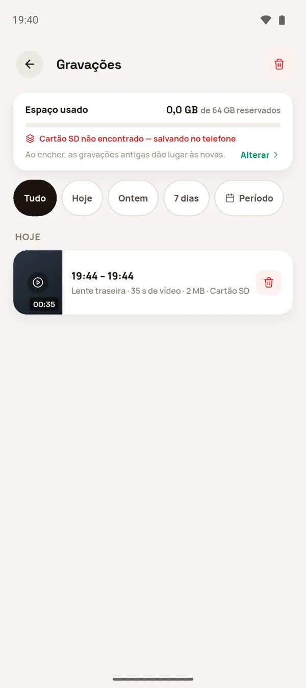 Aviso Cartão SD não encontrado