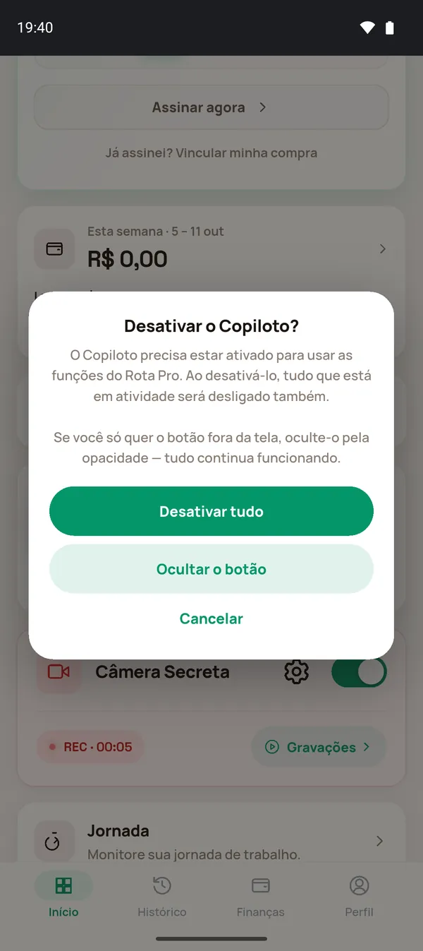 Pergunta Desativar o Copiloto