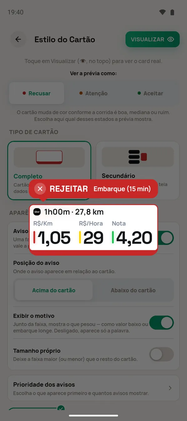 Prévia REJEITAR no tema claro