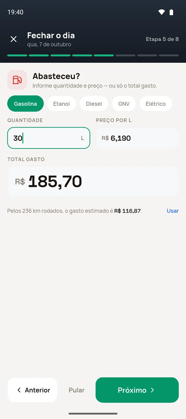 Etapa 5: abastecimento
