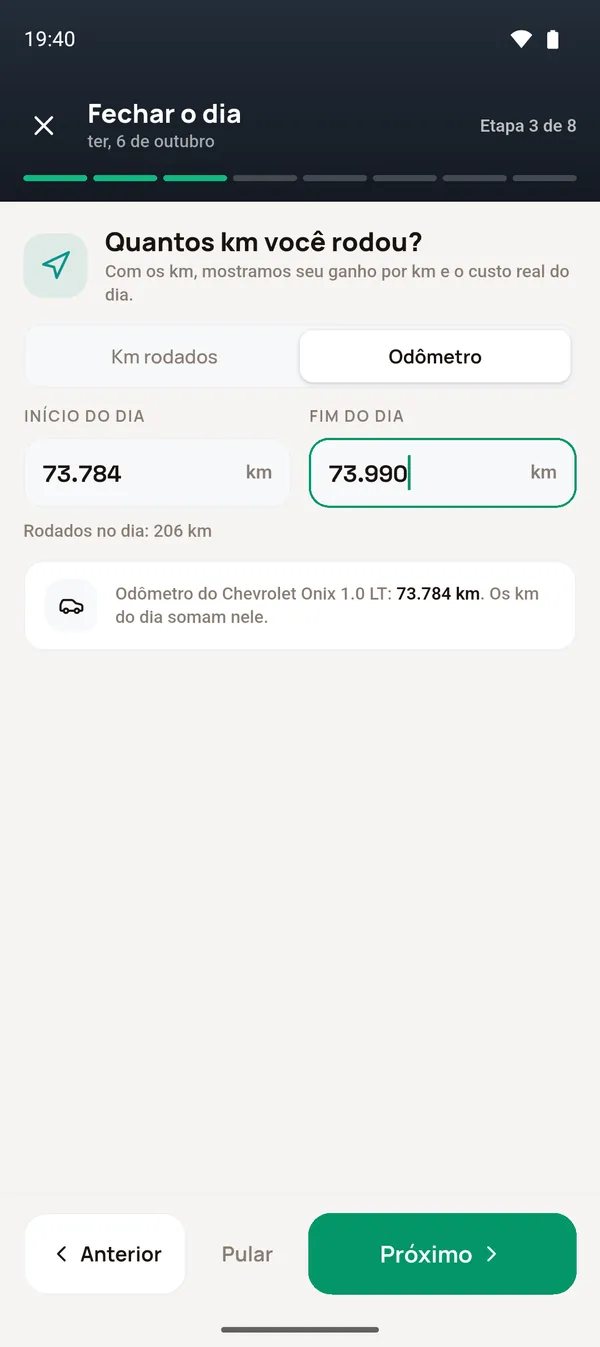 Etapa 3 em modo odômetro