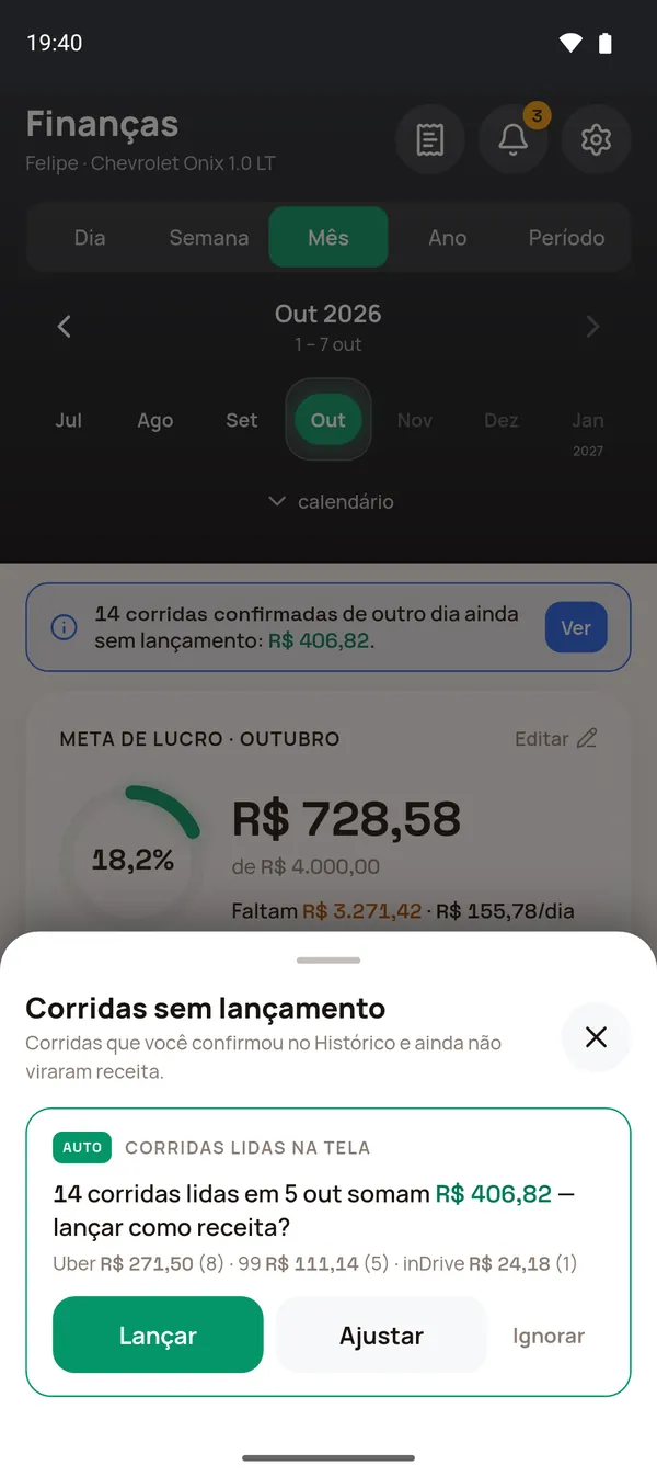 Corridas sem lançamento de outro dia