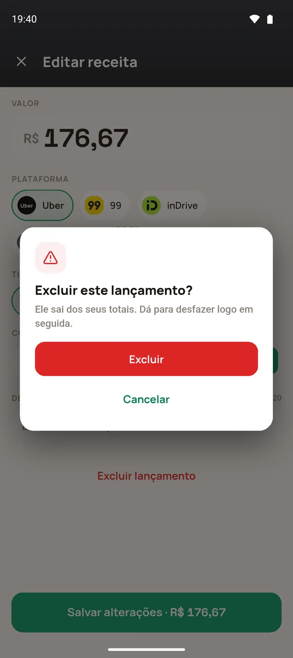 Excluir este lançamento