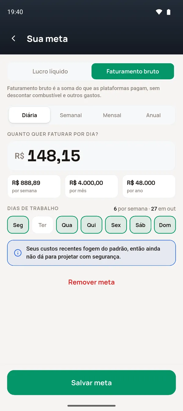 Meta de faturamento diário