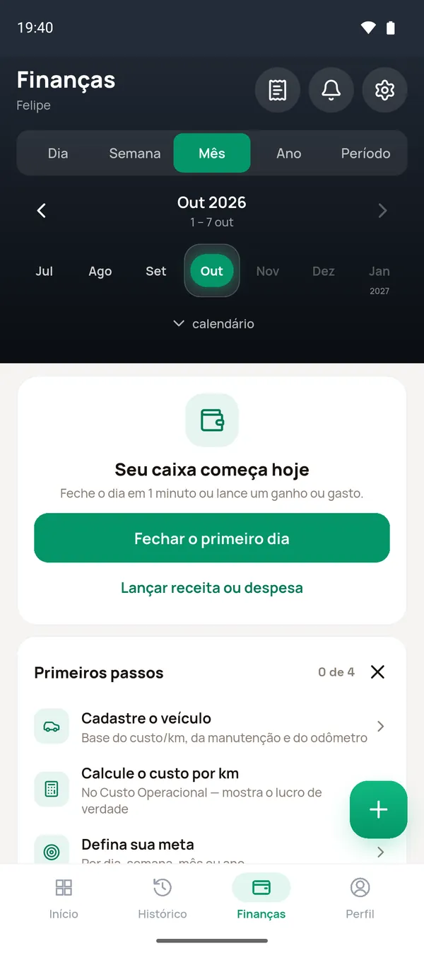 Finanças no primeiro uso