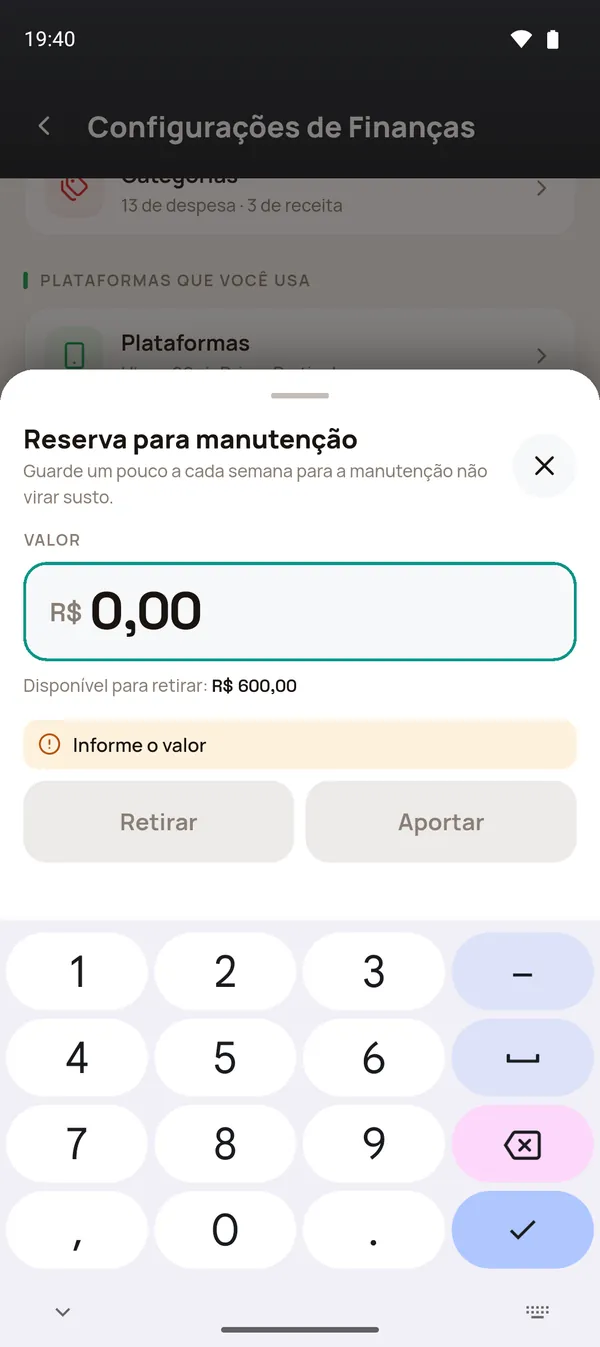 Reserva para manutenção