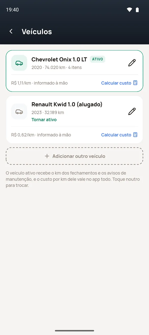 Lista de veículos