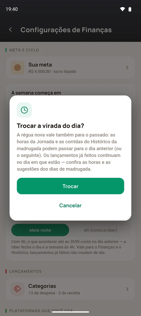 Trocar a virada do dia