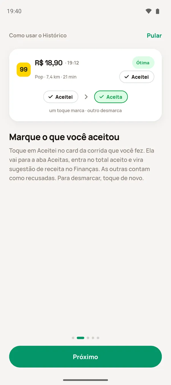 Guia: Marque o que você aceitou