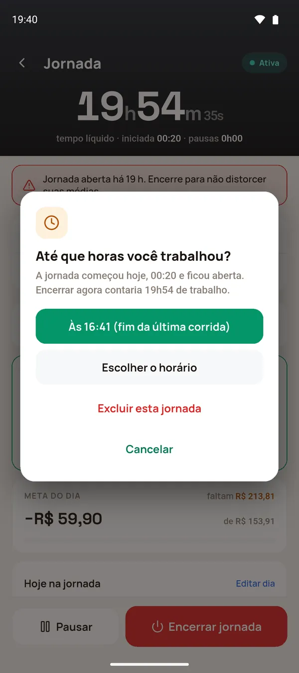 Pergunta Até que horas você trabalhou