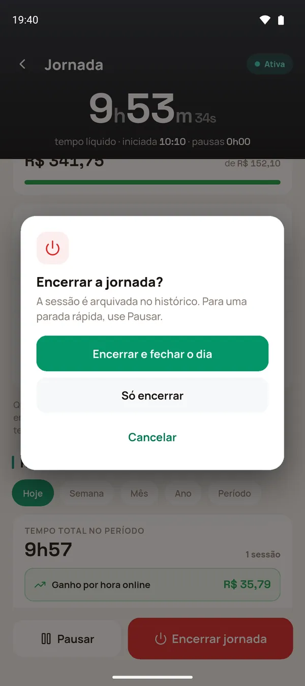 Pergunta Encerrar a jornada