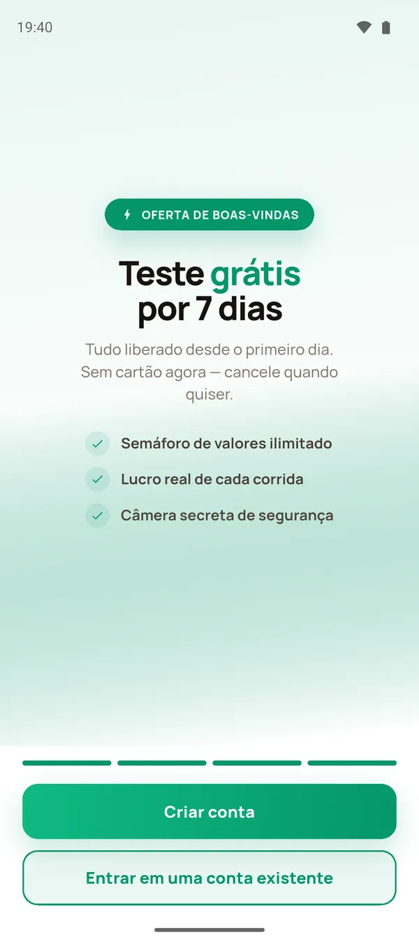 Tela 4: Teste grátis por 7 dias