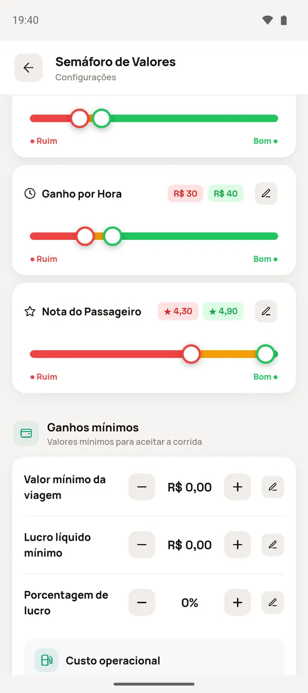 Faixas de Ganho por Hora e Nota do Passageiro