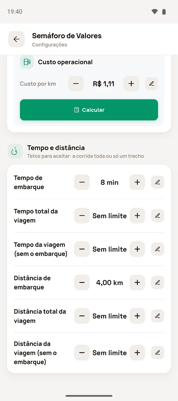 Limites de tempo e distância