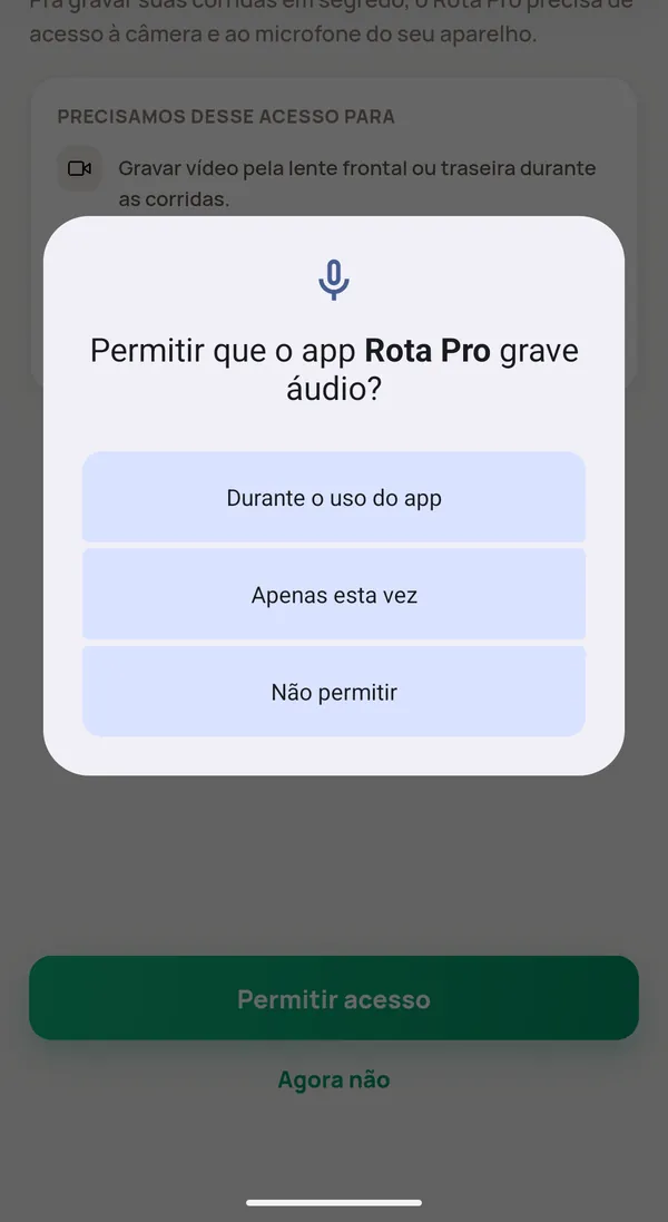 Pergunta do Android para gravar áudio