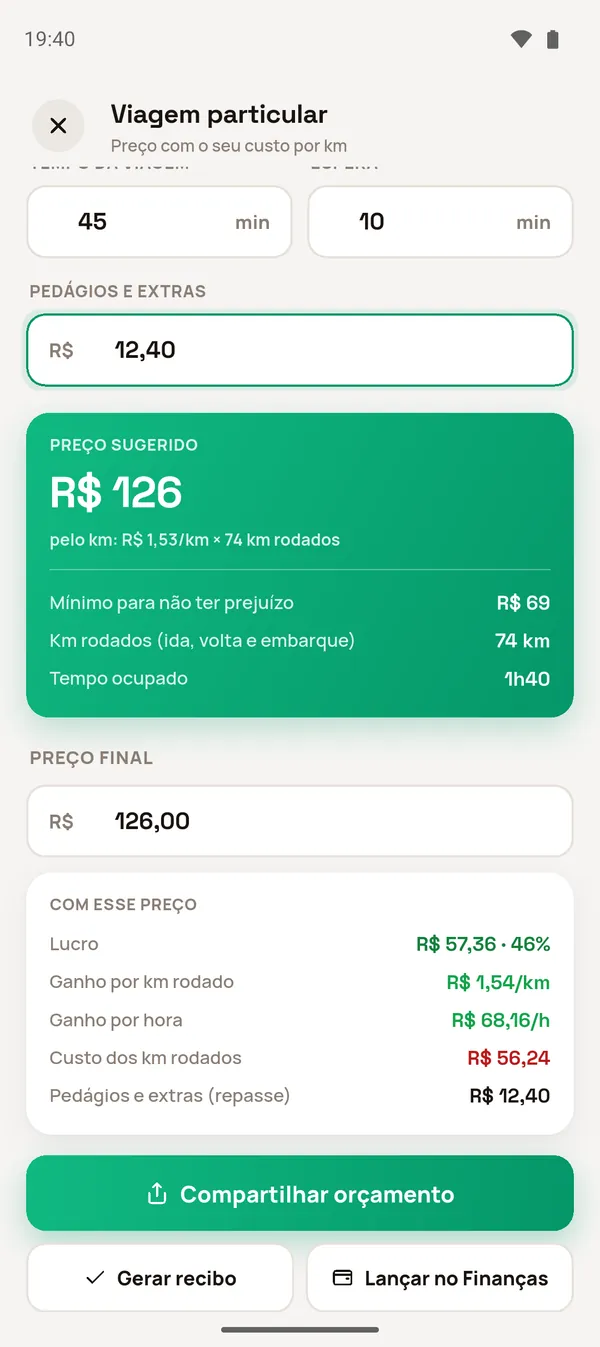 Preço sugerido e Com esse preço