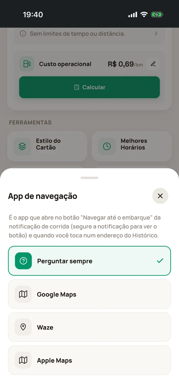App de navegação no iPhone