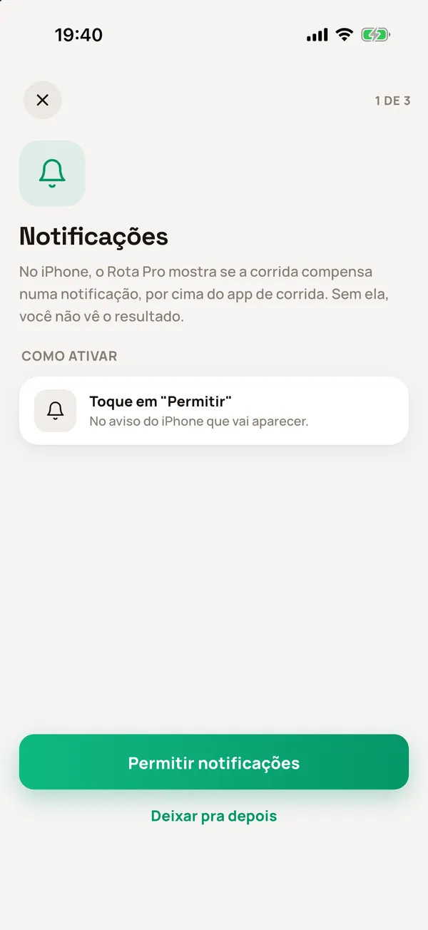 Passo 1 de 3: Notificações