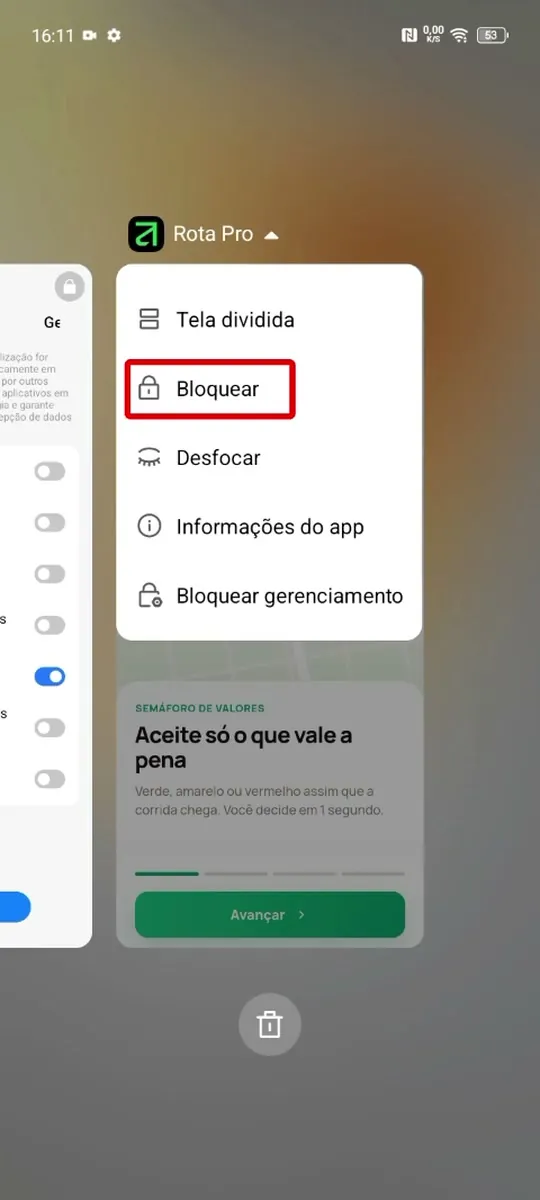 Toque em “Bloquear”