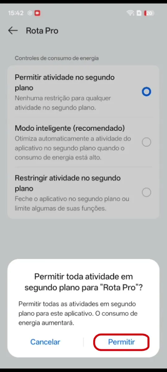 Toque em “Permitir”
