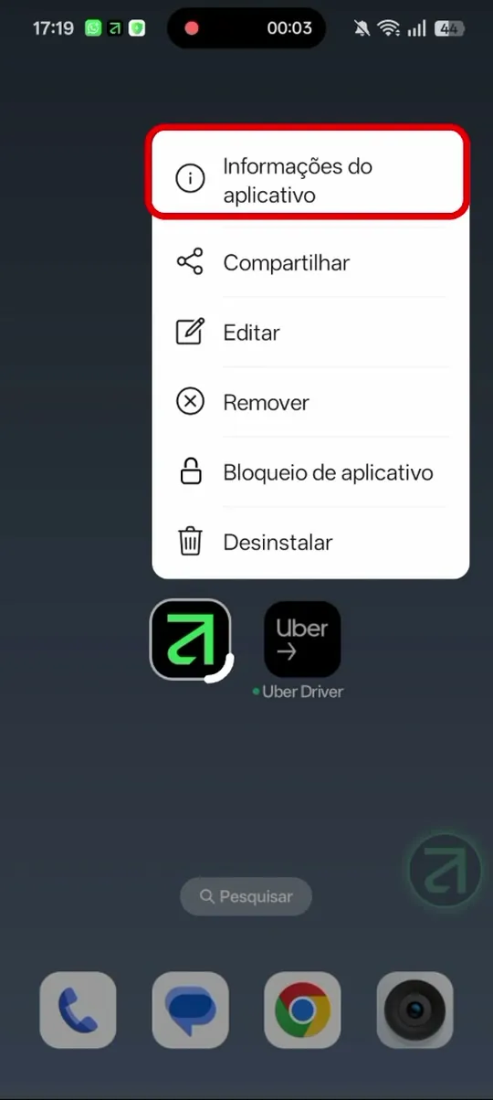 “Informações do aplicativo”