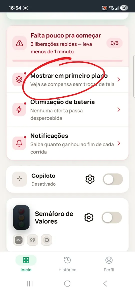 Toque em “Mostrar em primeiro plano”