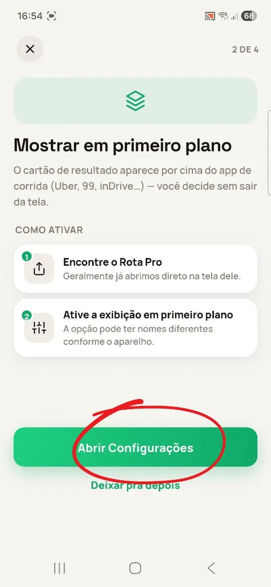 Toque em “Abrir Configurações”