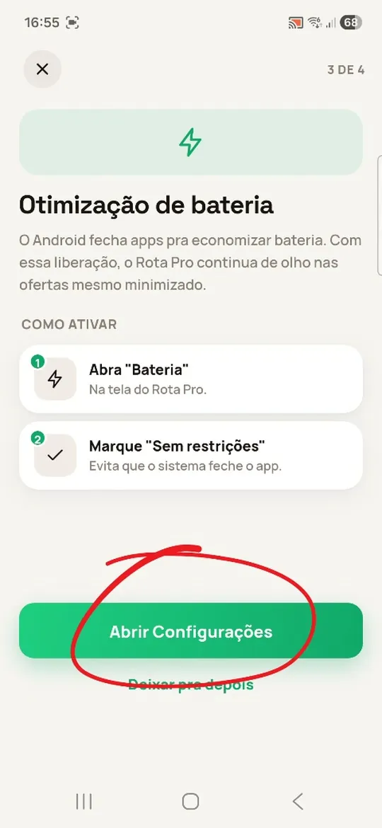 “Abrir Configurações”