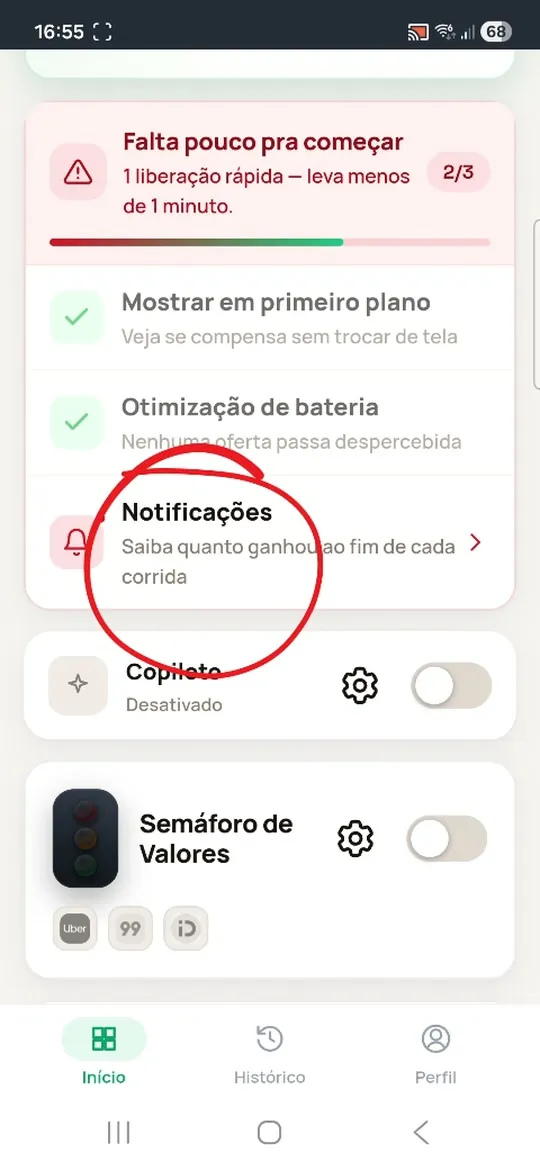 Toque em “Notificações”