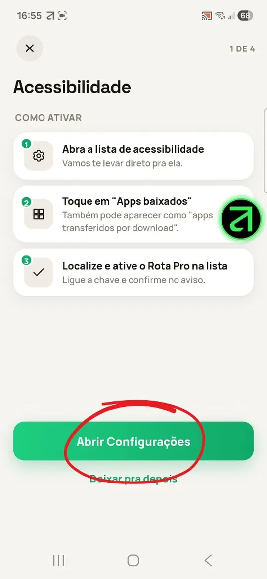 “Abrir Configurações”