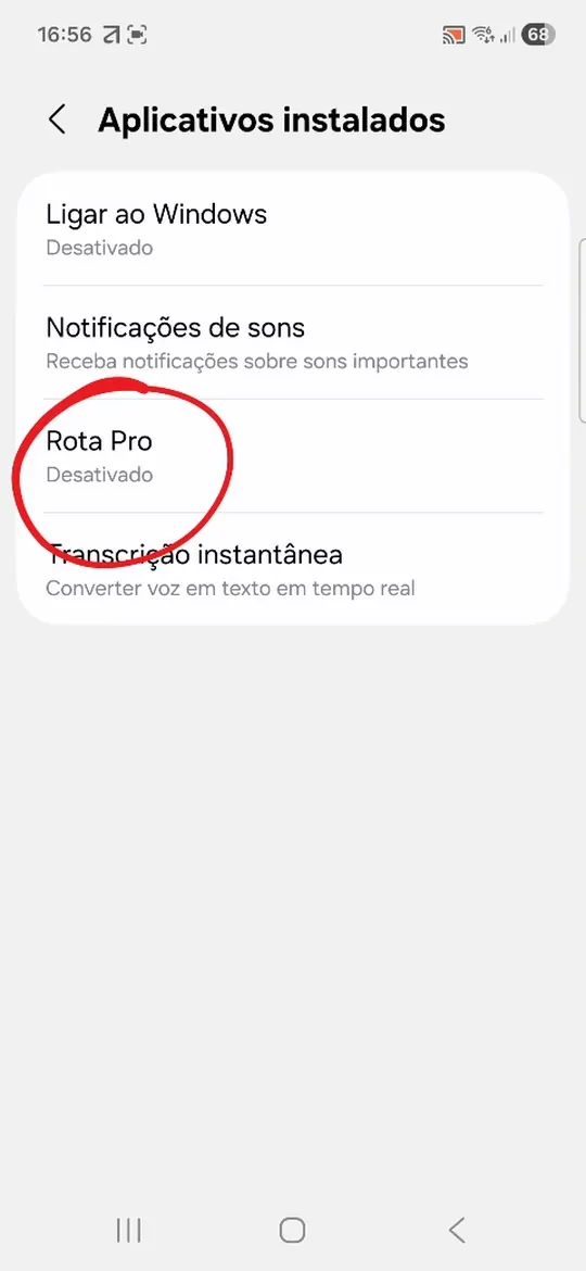 Toque em “Rota Pro”