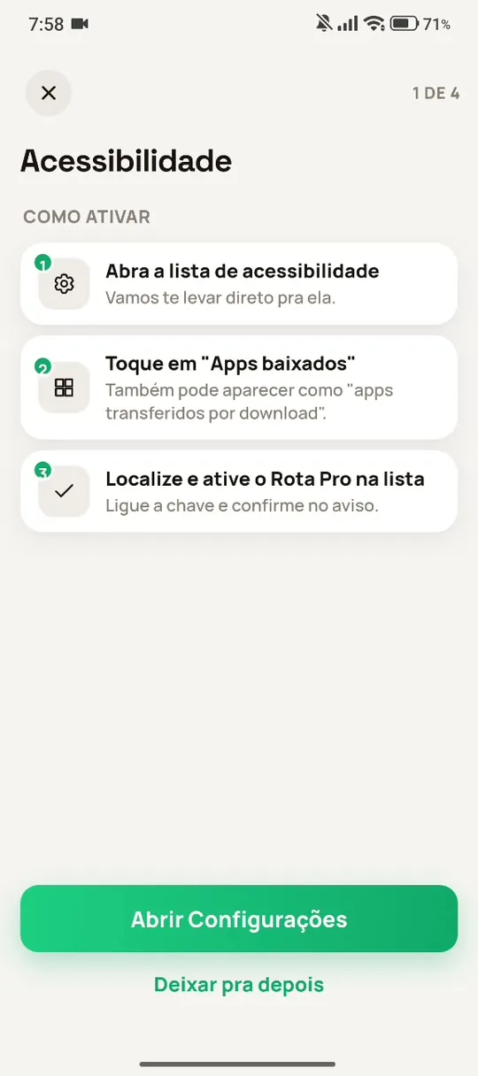 “Abrir Configurações”