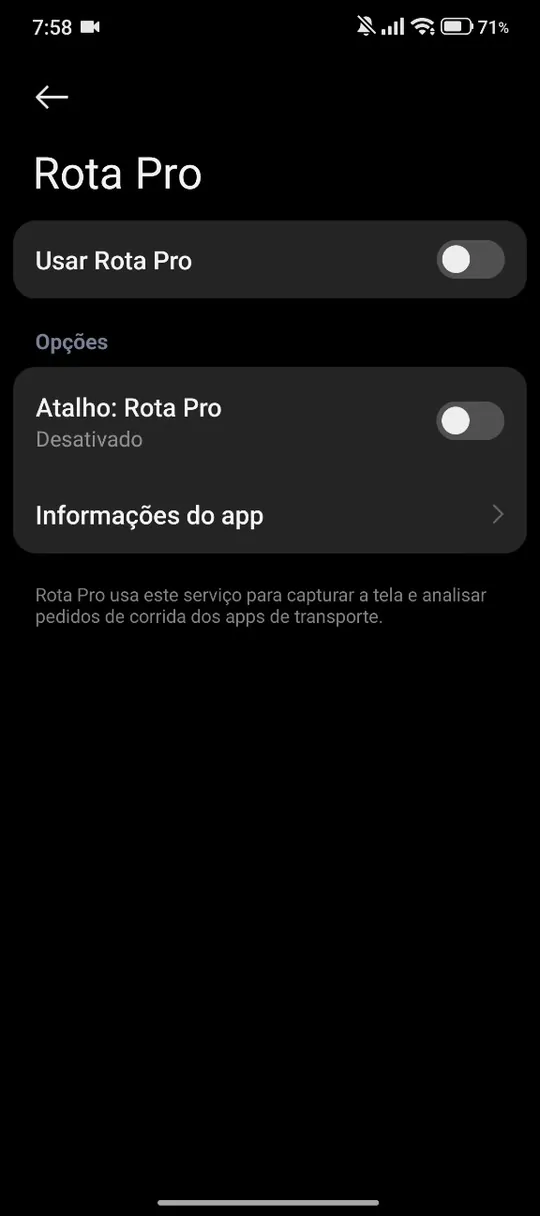 Ligue “Usar Rota Pro”
