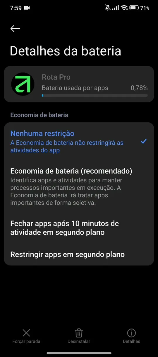 Escolha “Nenhuma restrição”