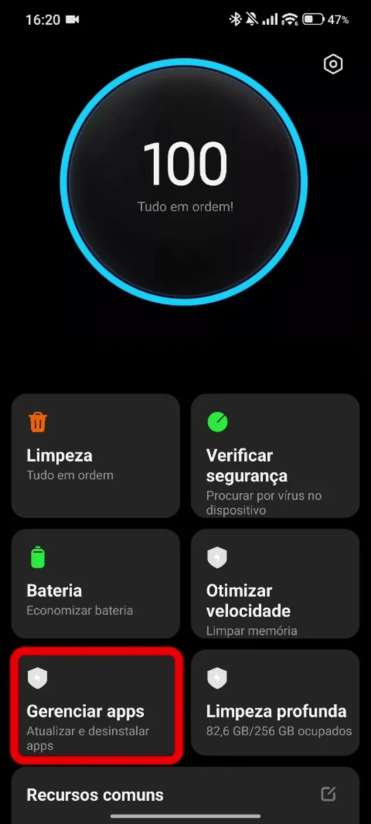 “Gerenciar apps”