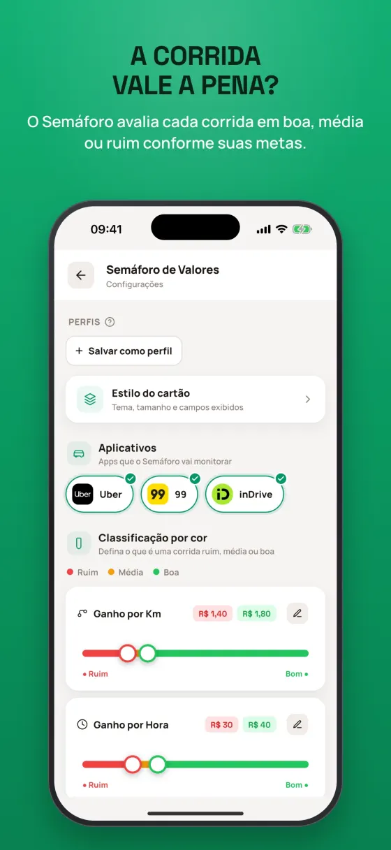 Semáforo de Valores no iPhone: corrida ruim, média ou boa conforme as suas metas